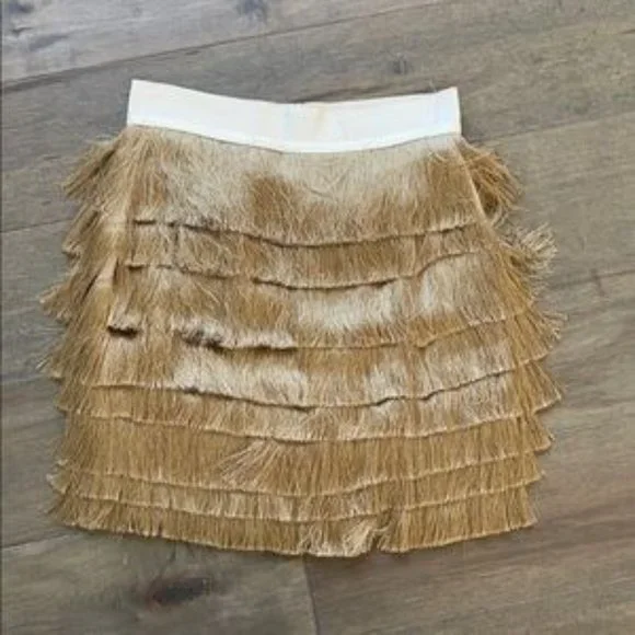Robert Rodriguez Metalic Fringe Silk lined Skirt 8 - Picture 2 of 9